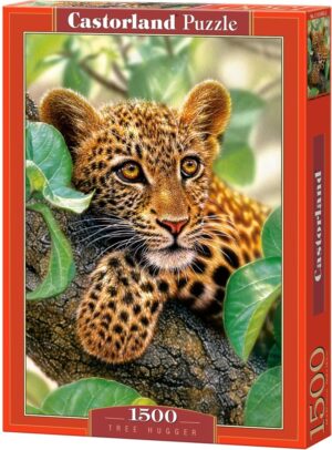 Пъзел Castorland от 1500 части - Леопард, прегърнал дърво