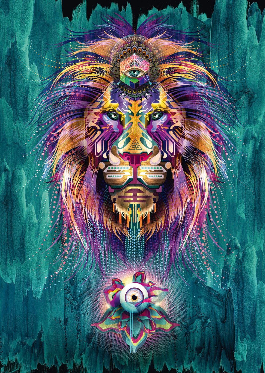 Пъзел Schmidt от 1000 части - Луминисцентен лъв, Крис Сондърс