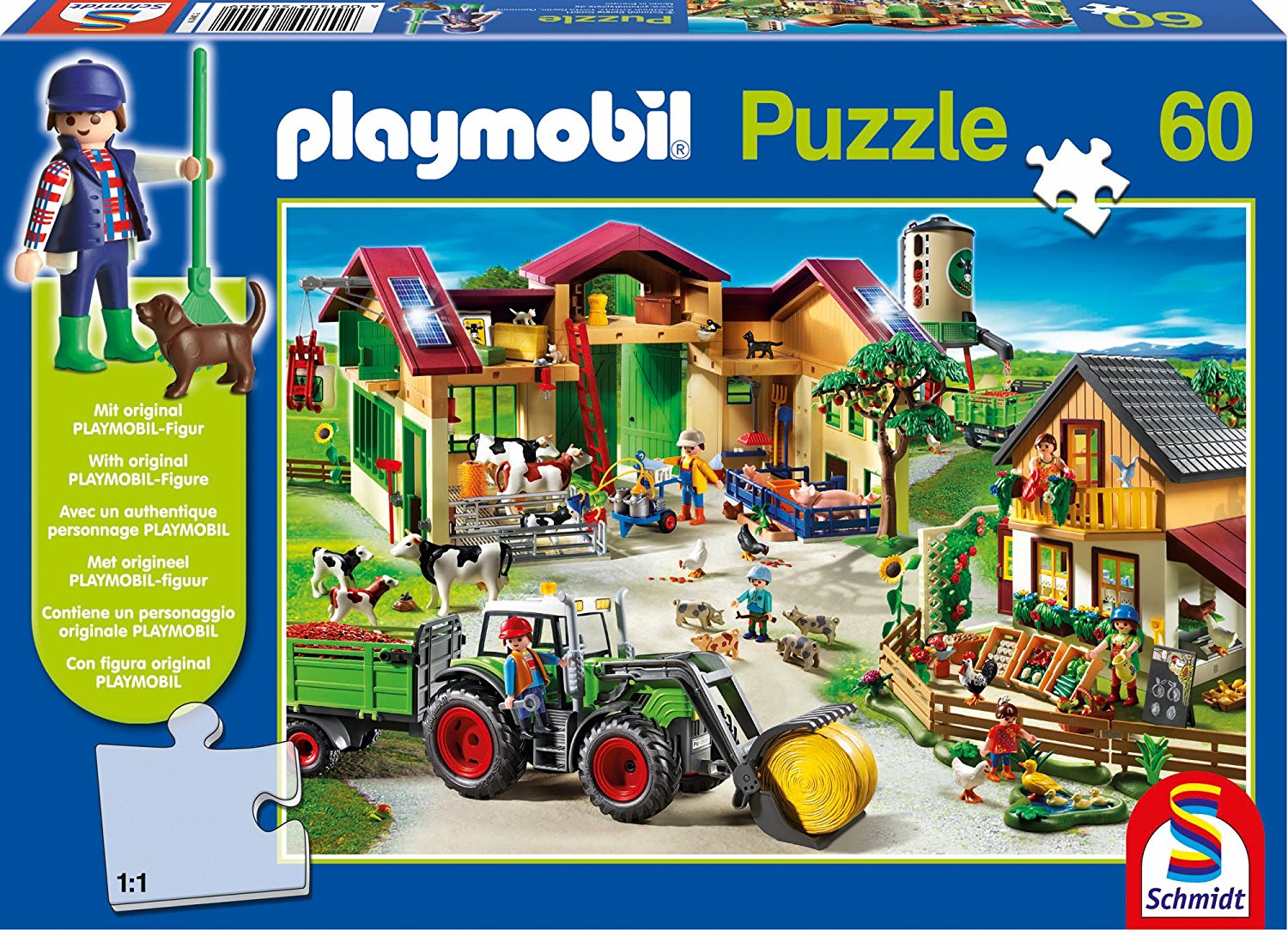 Пъзел Schmidt от 60 части - Фермата на Playmobil, с фигурка