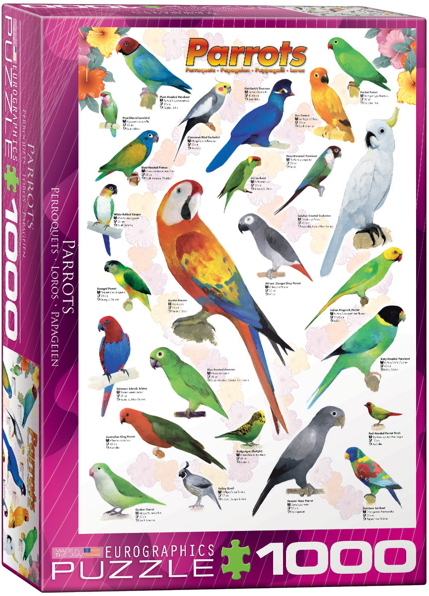 Пъзел Eurographics от 1000 части – Папагали