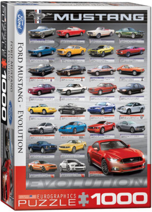 Пъзел Eurographics от 1000 части Вертикален – Развитието на автомобилите Форд Мустанг