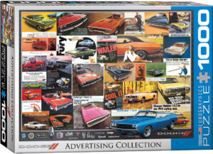 Пъзел Eurographics от 1000 части – Ретро реклами на автомобили Dodge