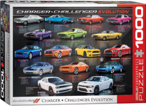 Пъзел Eurographics от 1000 части - Еволюция на Dodge Charger и Dodge Challenger