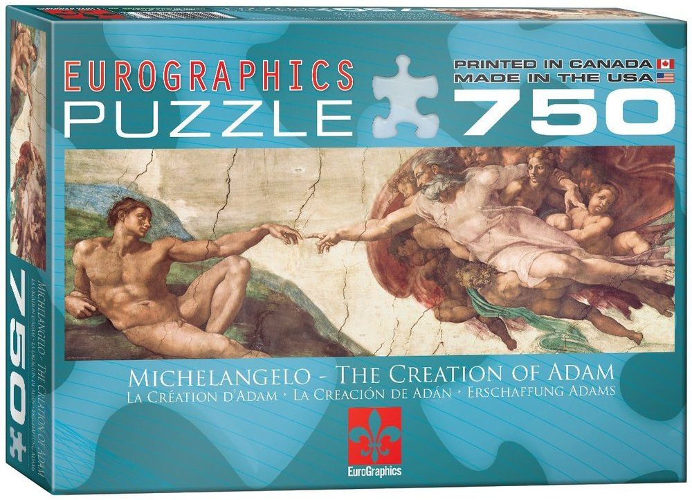 Панорамен пъзел Eurographics от 750 части – Създаването на Адам, Микеланджело