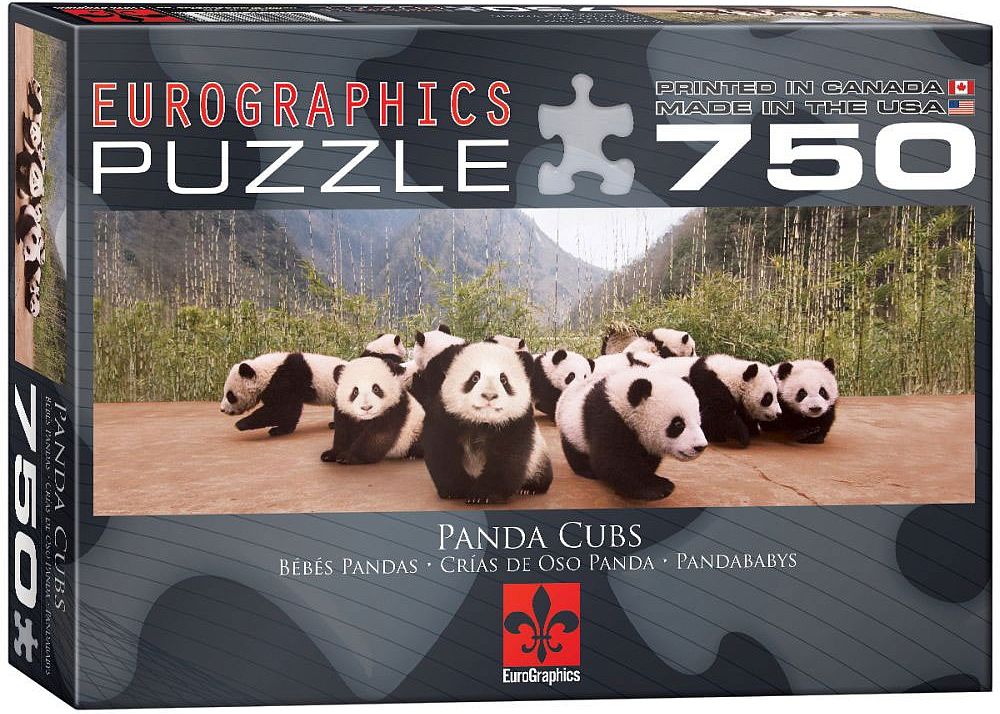 Панорамен пъзел Eurographics от 750 части – Бебета Панди