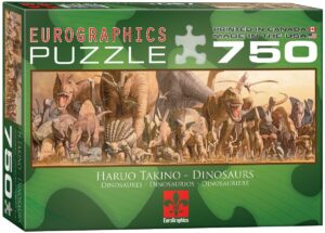 Панорамен пъзел Eurographics от 750 части – Динозаври, Харуо Такино