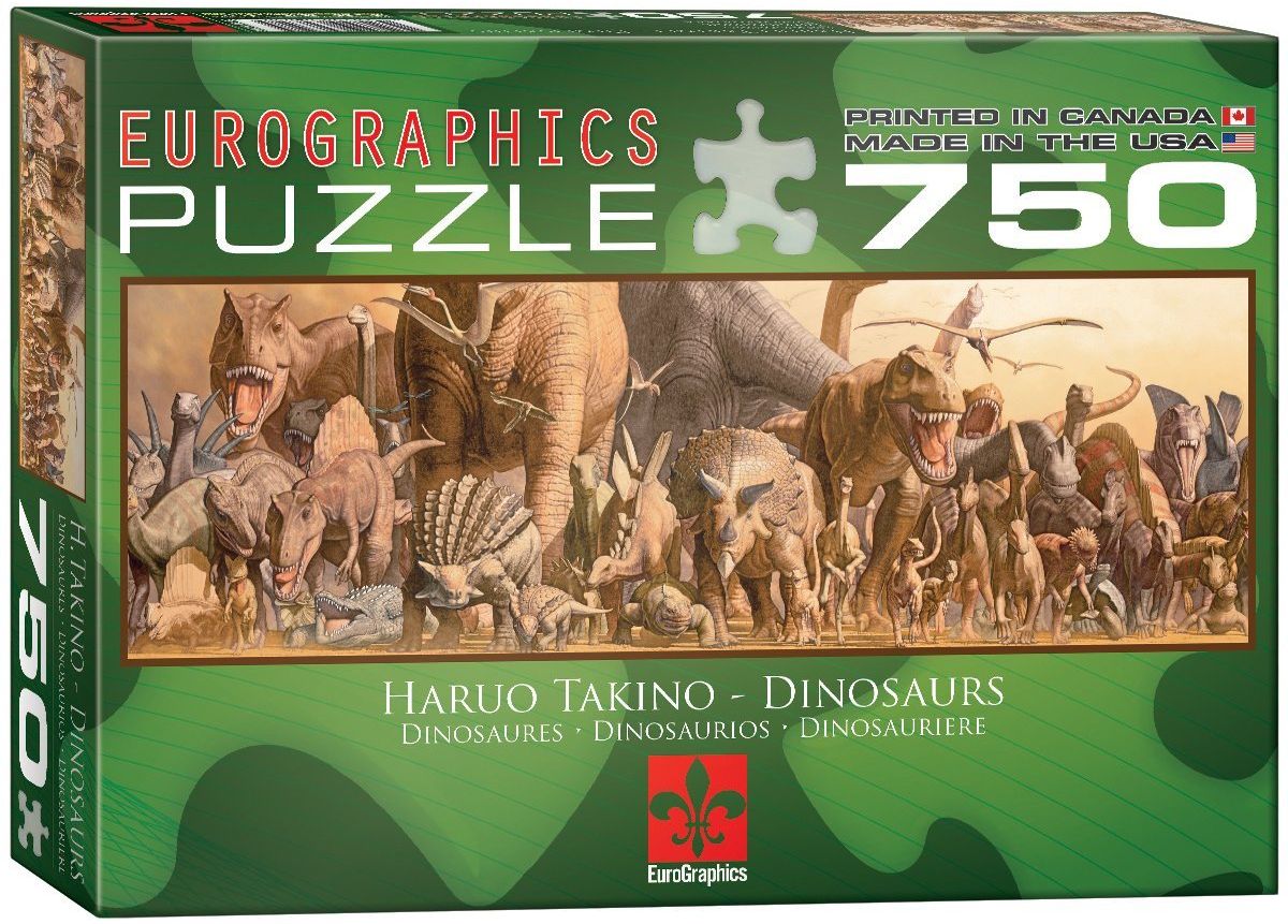Панорамен пъзел Eurographics от 750 части – Динозаври, Харуо Такино