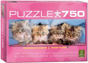 Панорамен пъзел Eurographics от 750 части – Котенца под завивката