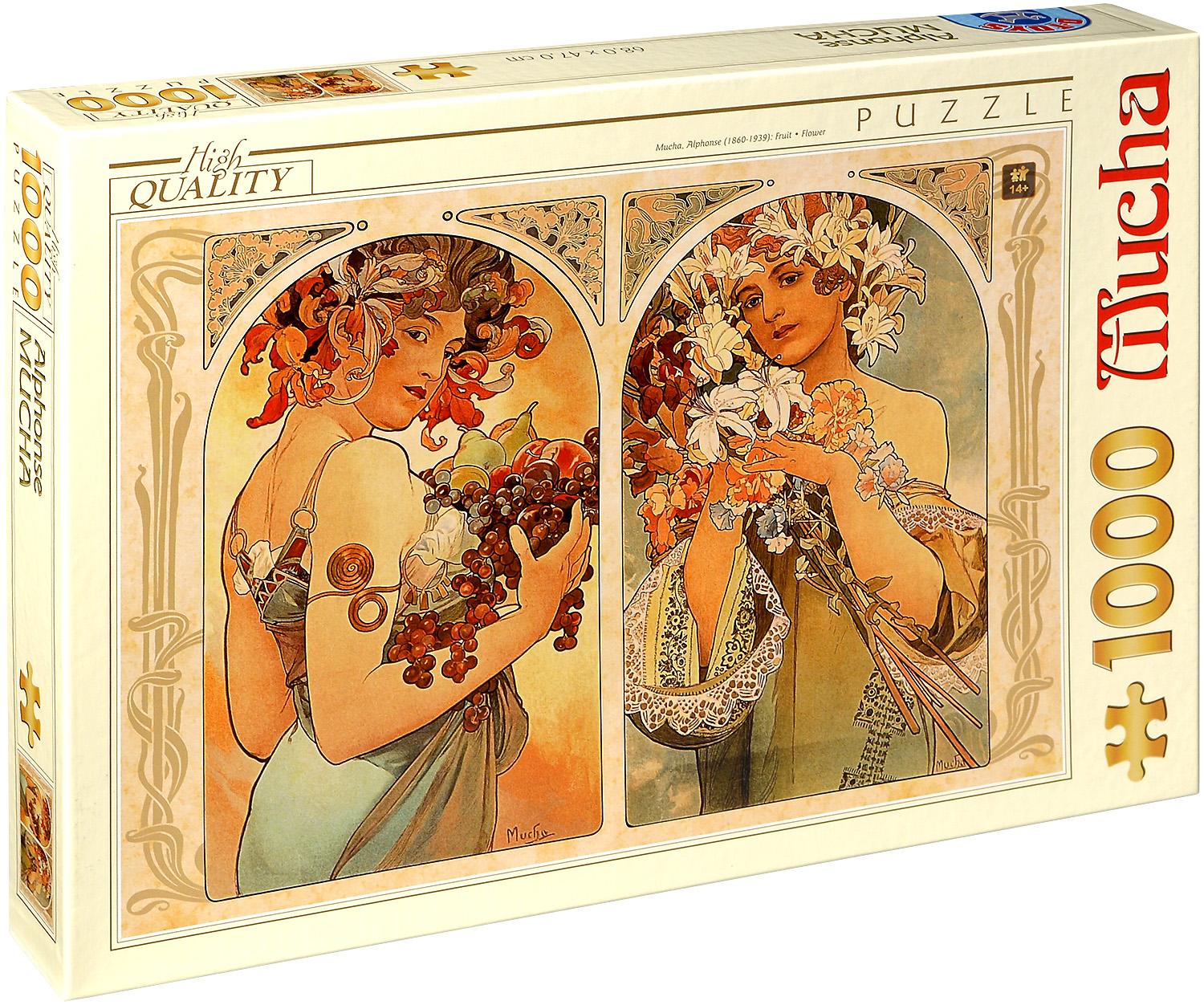 Пъзел D-Toys от 1000 части – Плод и цвете, Алфонс Муха