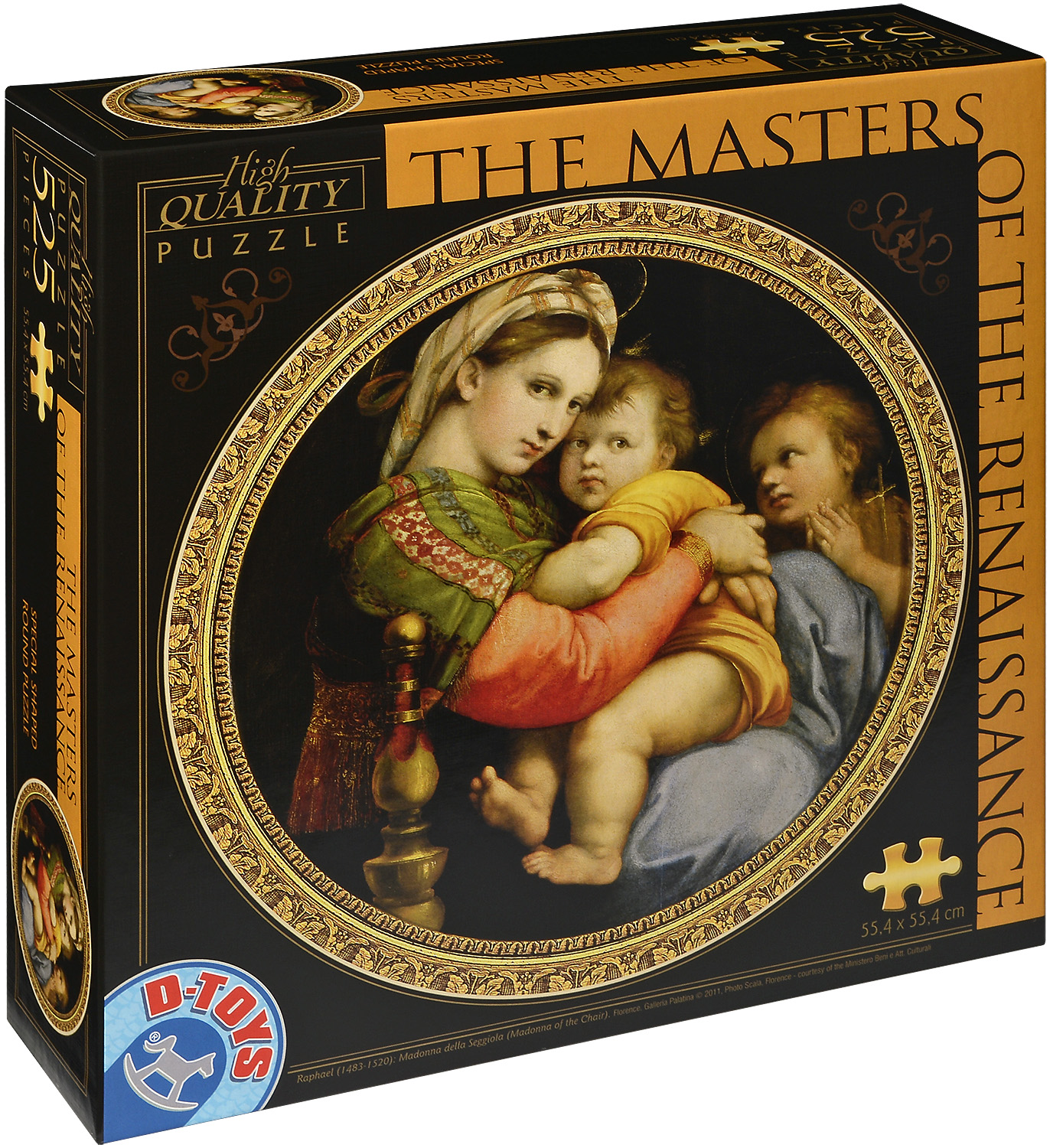 Кръгъл пъзел D-Toys от 525 части - Мадоната със Стола, Рафаело Санцио