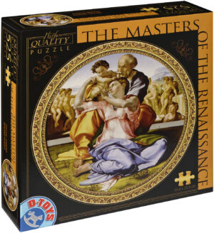 Кръгъл пъзел D-Toys от 525 части - Светото семейство и Свети Йоан, Микеланджело Буонароти