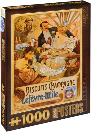 Пъзел D-Toys от 1000 части - Бисквити Champagne Lefevre-Utile, Алфонс Муха