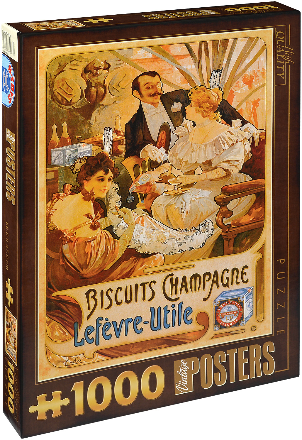 Пъзел D-Toys от 1000 части - Бисквити Champagne Lefevre-Utile, Алфонс Муха