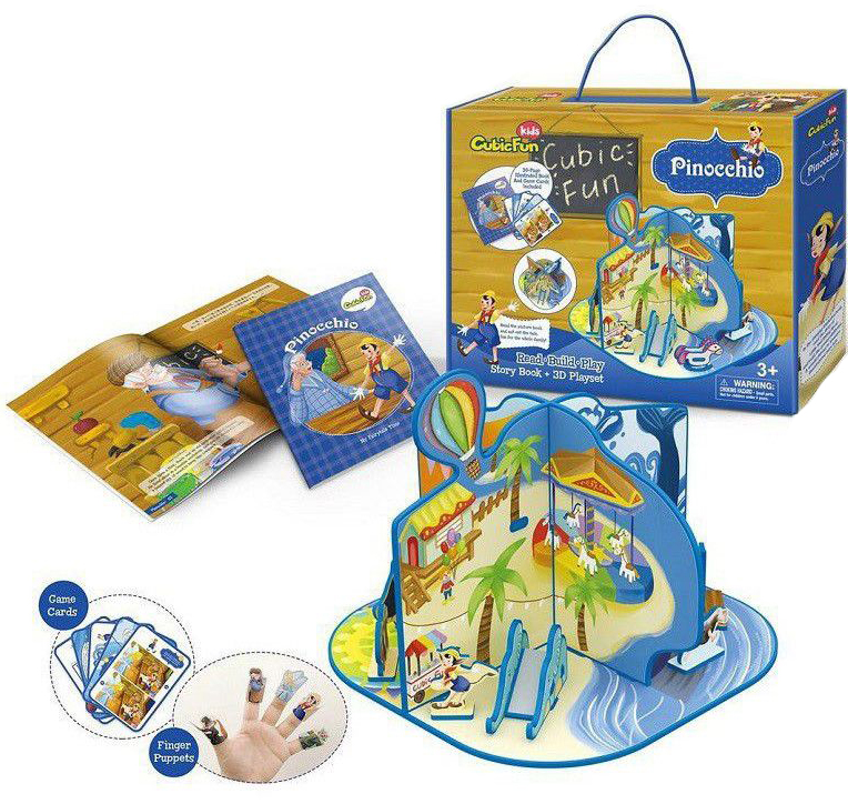 3D Пъзел Cubic Fun от 73 части - Пинокио, с приказка на български език