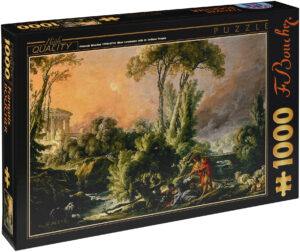 Пъзел D-Toys от 1000 части - Речен пейзаж с античен храм, Франсоа Буше