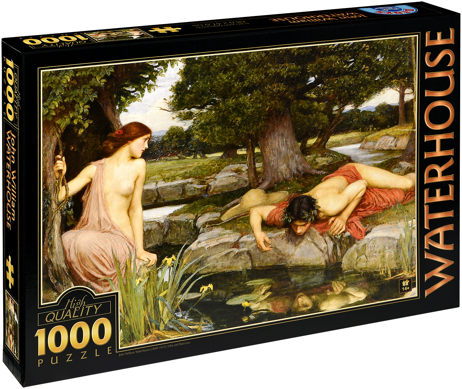Пъзел D-Toys от 1000 части – Ехо и Нарцис, Джон Уилям Уотърхаус
