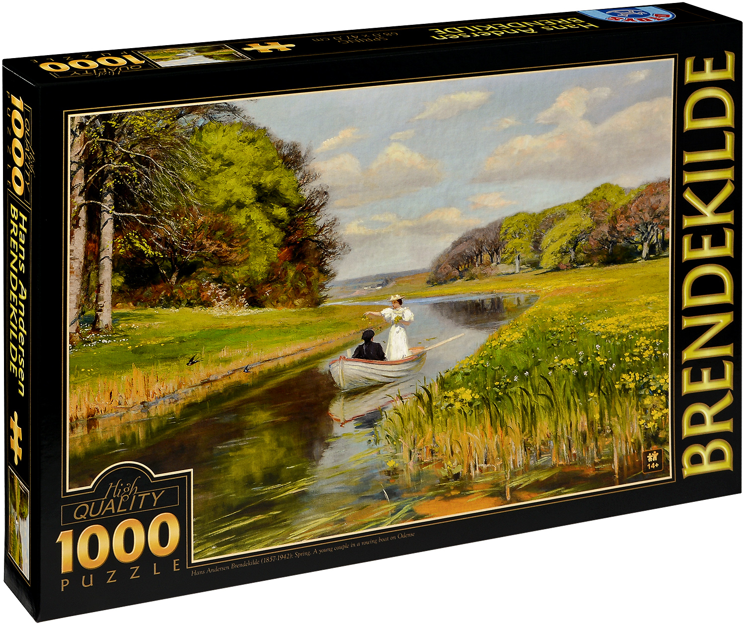 Пъзел D-Toys от 1000 части - Пролет, млада двойка плава по река Одензе, Ханс Андерсен Брендекилд