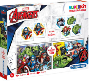 Пъзел Clementoni от 2 x 30 части, мемо игра и домино - Отмъстителите
