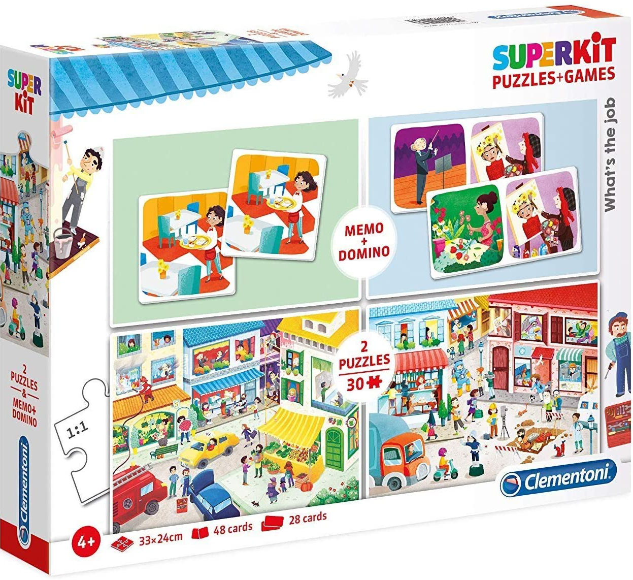 Пъзел Clementoni от 2 x 30 части, мемо игра и домино - Каква е професията?