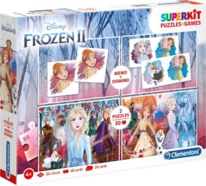 Пъзел Clementoni от 2 x 30 части, мемо игра и домино - Замръзналото кралство 2