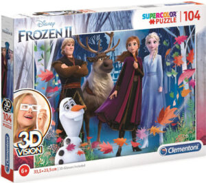 Пъзел Clementoni от 104 части с 3D ефект - Замръзналото кралство 2