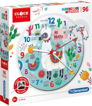 Пъзел-часовник Clementoni от 96 части - Лама, с механизъм