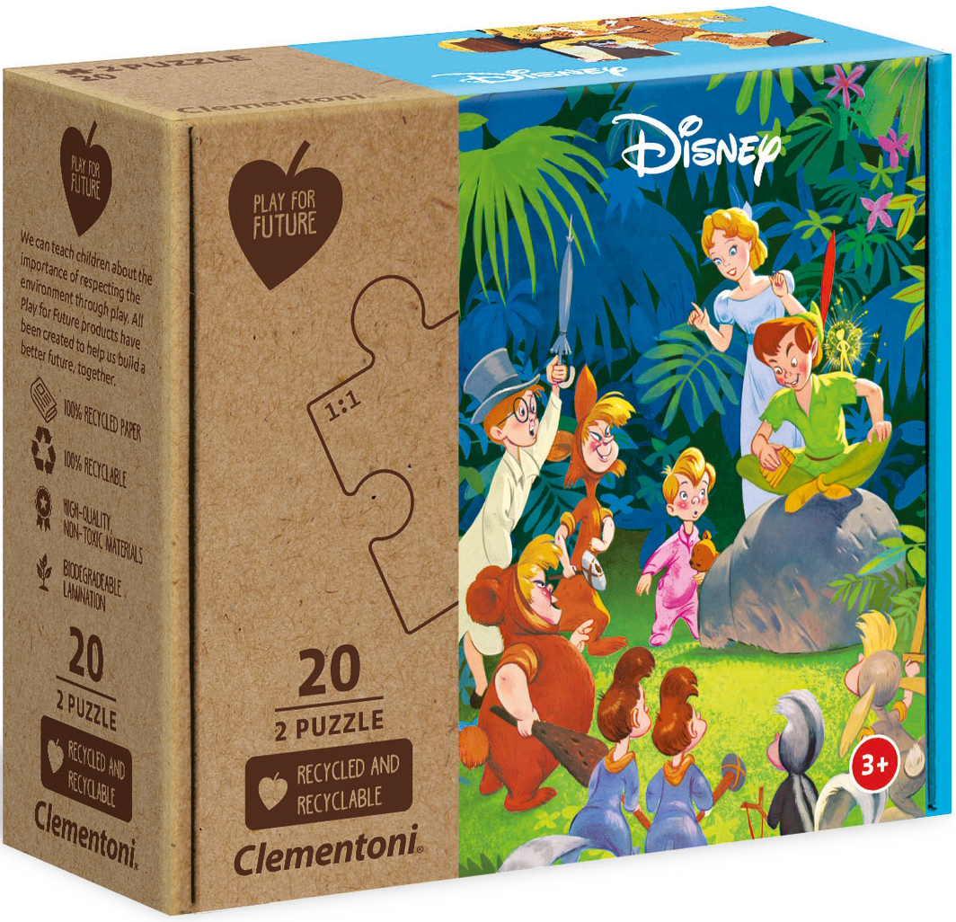 Пъзел Clementoni от 2 x 20 части - Питър Пан, Книга за Джунглата