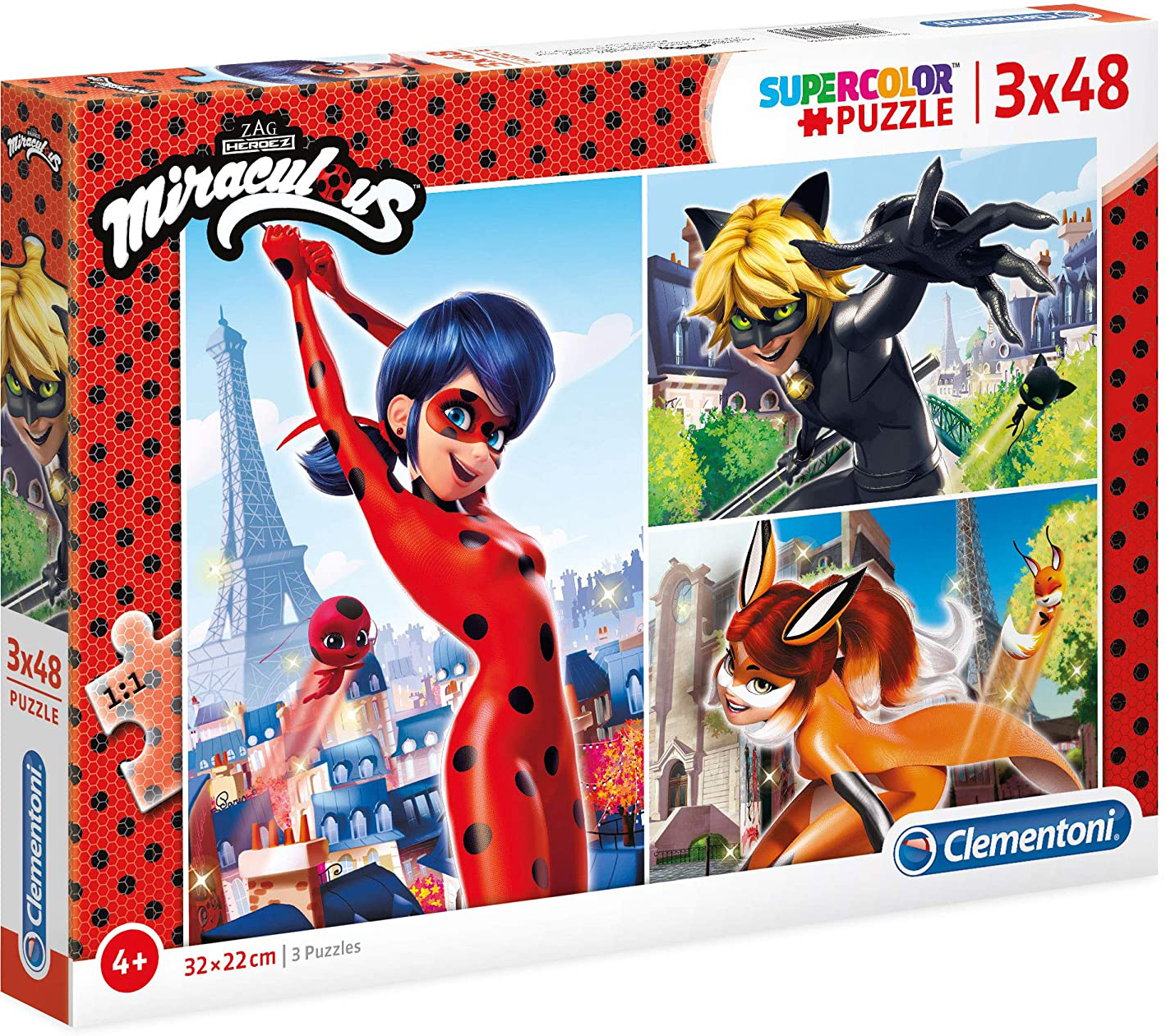 Пъзел Clementoni от 3 x 48 части - Калинката и черния котарак