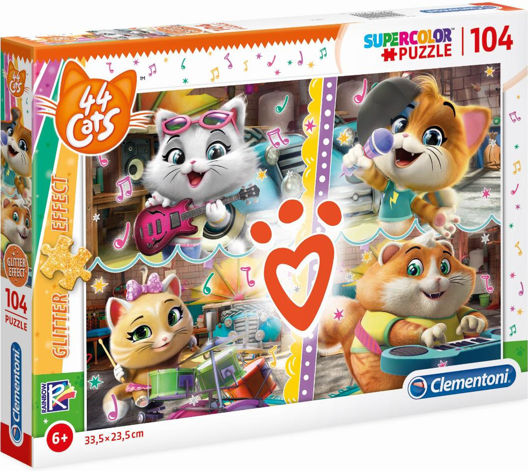 Блестящ пъзел Clementoni от 104 части - 44 Котки