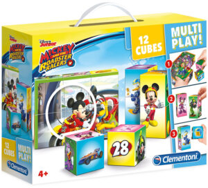 Пъзел с кубчета Clementoni от 12 части - Мики и приятели състезатели