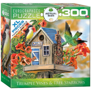 Пъзел Eurographics от 300 XL части – Къща за птици с хранилка, Жанин Гринде