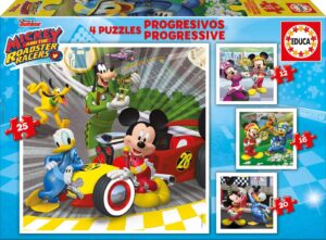 Пъзел Educa 4 в 1 - Мики и състезателите