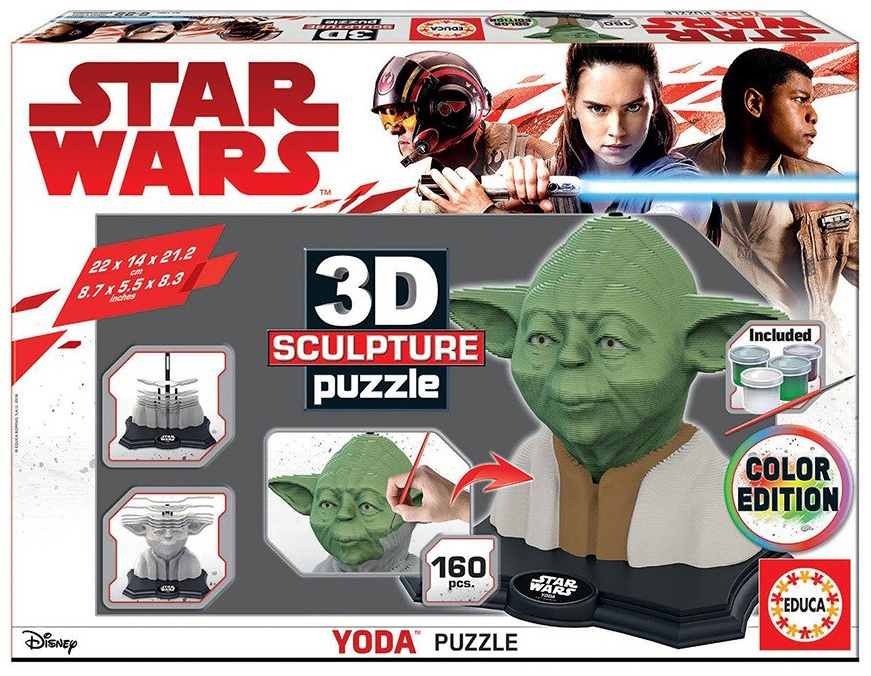3D пъзел-скулптура Educa от 160 части - Йода, с бои и четка
