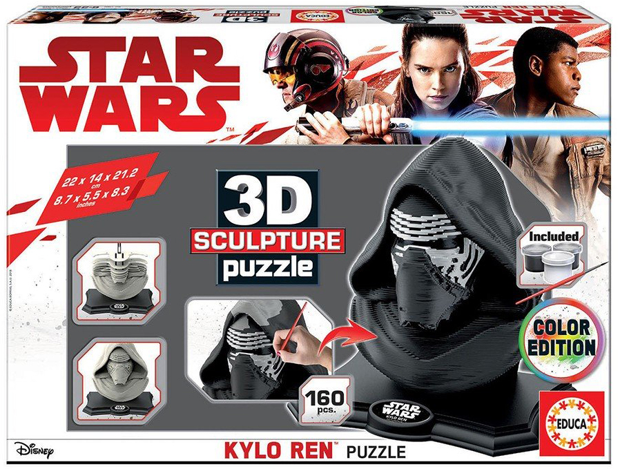3D пъзел-скулптура Educa от 160 части - Кайло Рен, с бои и четка