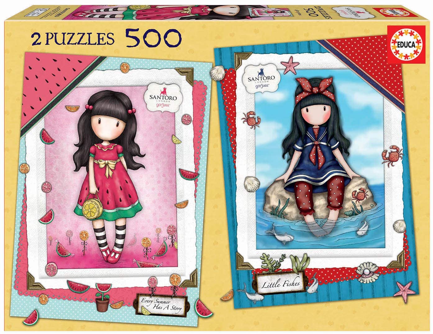 Пъзел Educa от 2 x 500 части - Лятна история, Малките рибки