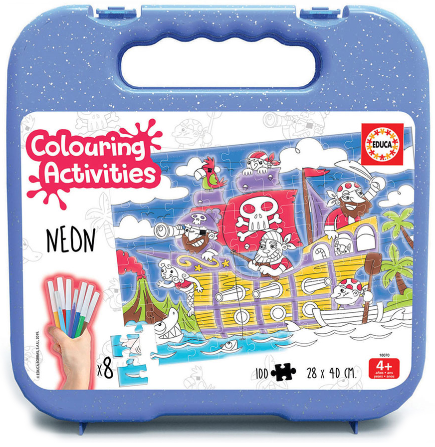 Пъзел за оцветяване Educa от 100 части - Пирати, с 8 флумастера