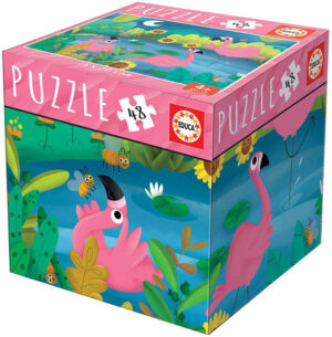 Мини пъзел Educa от 48 части - Фламинго