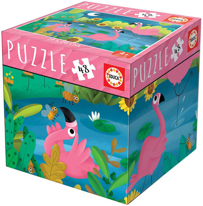 Мини пъзел Educa от 48 части - Фламинго