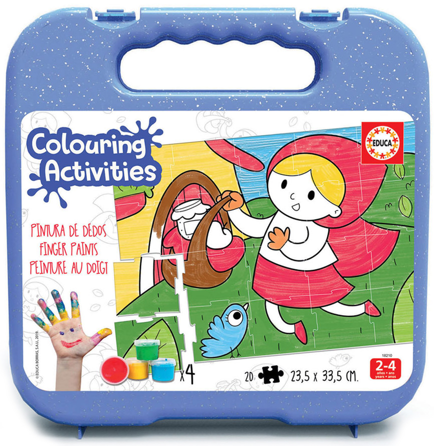 Пъзел за оцветяване Educa от 20 части - Червената шапчица, с боички