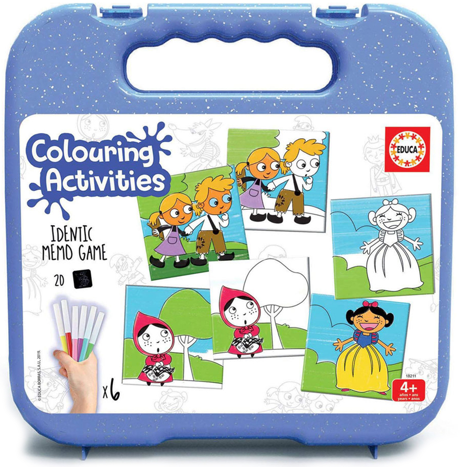 Мемори игра за оцветяване Educa от 20 части - В гората, с 6 флумастера