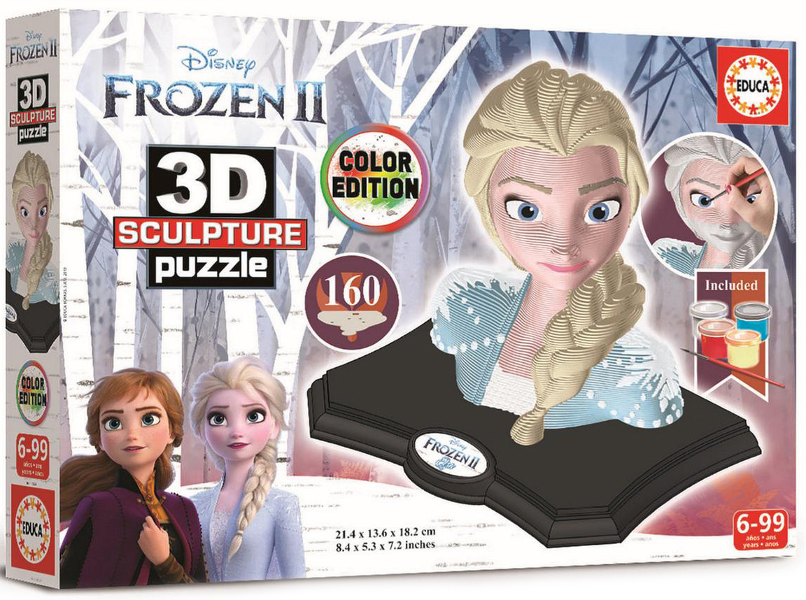 3D пъзел-скулптура Educa от 160 части - Елза, с бои и четка