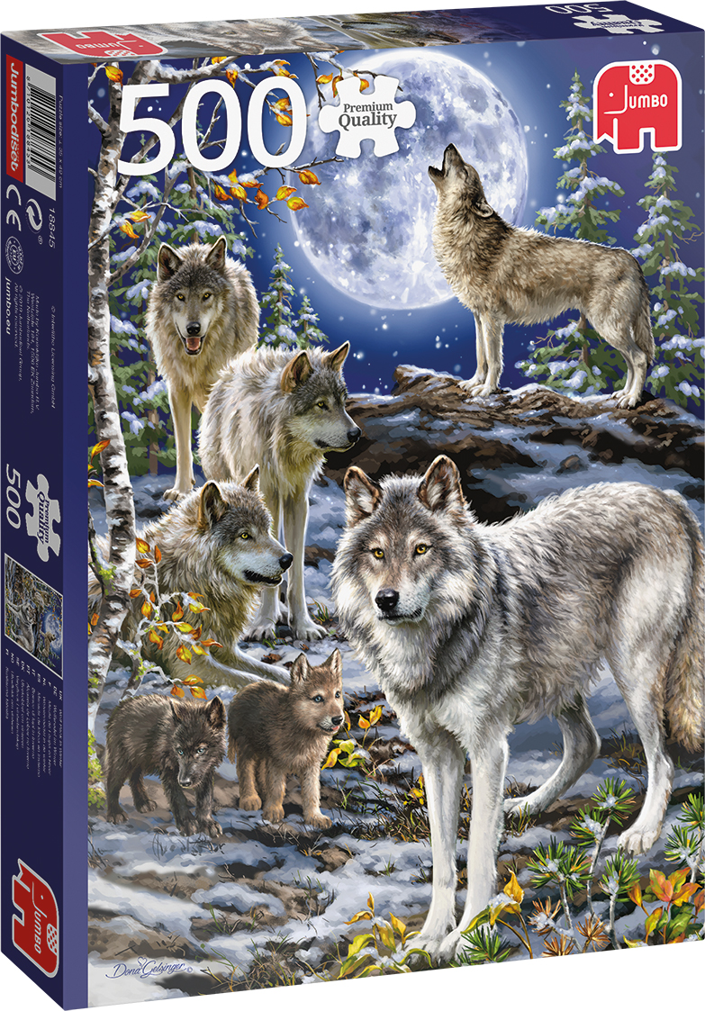 Пъзел Jumbo от 500 части - Глутница вълци през зимата
