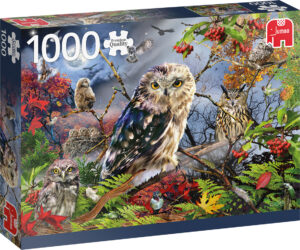 Пъзел Jumbo от 1000 части - Бухали на лунната светлина