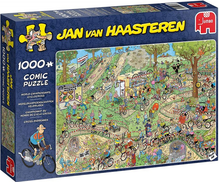 Пъзел Jumbo от 1000 части - Крос с велосипеди, Ян ван Хаастерен