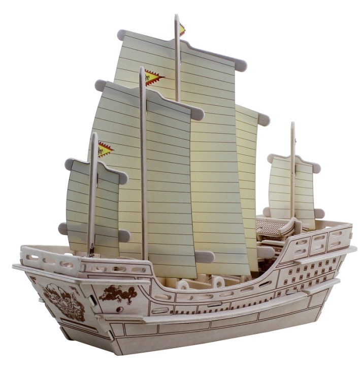 Дървен 3D пъзел Robo Time от 66 части – Кораб от флота на Джън Хъ