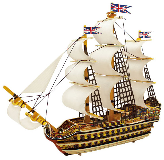 Дървен 3D пъзел Robo Time от 64 части – Корабът Виктори