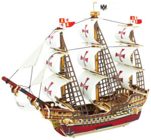 Дървен 3D пъзел Robo Time от 64 части – Кораб Санта Мария
