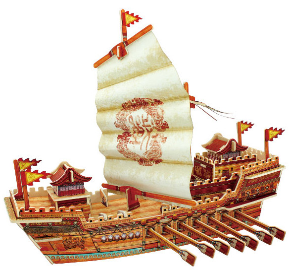 Дървен 3D пъзел Robo Time от 88 части - Tower Ship