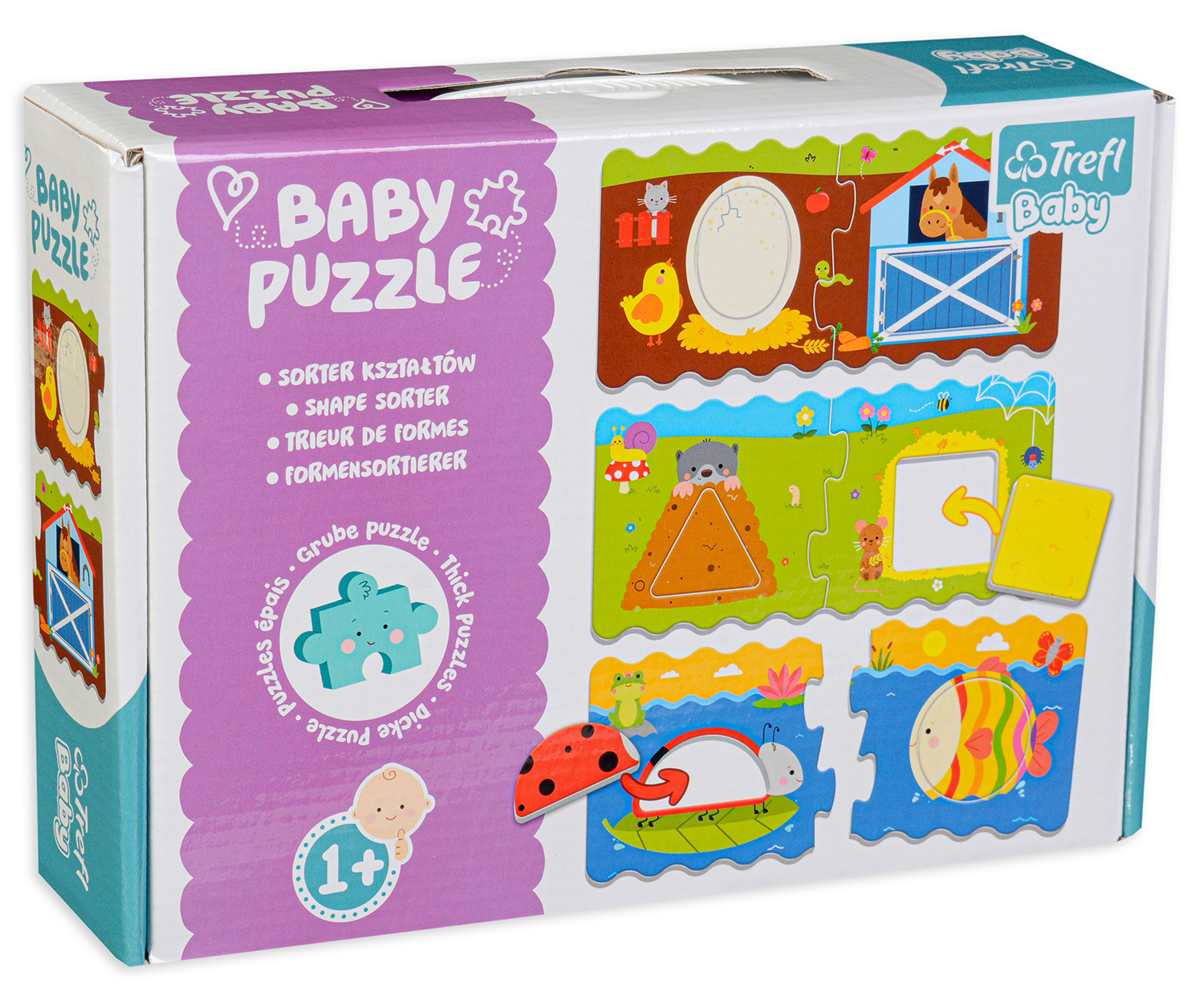 Бебешки пъзел Trefl 3 в 1 - Животинки и фугурки