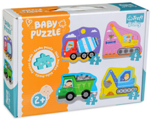 Бебешки пъзел Trefl 4 в 1 - Автомобили на строителна площадка